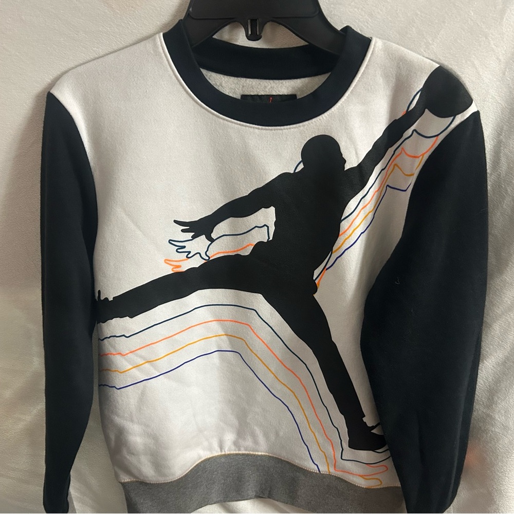 Jordan Black and White Crewneck Sweater with Graphic Design